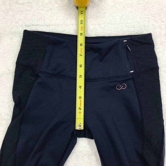 CALIA Textured Mesh Pieced Capri Leggings Small Blue Honeycomb Pattern - Picture 5 of 6